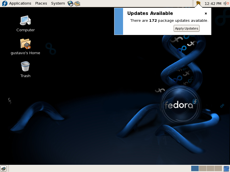applet de updates do Fedora Core, o puplet